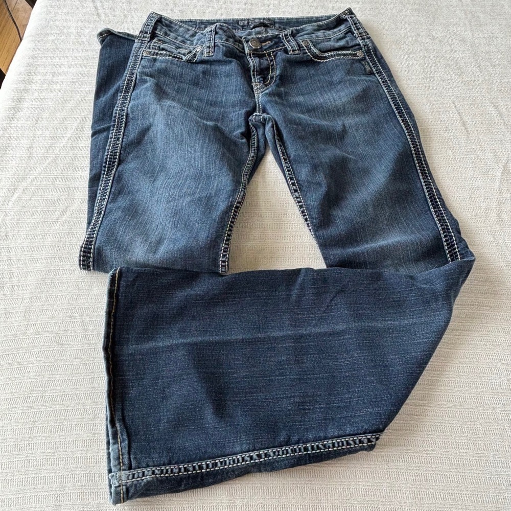 Silver Jeans Co Frances 22 Flare Leg Dark Wash Contrast Stitch W29 L33 Jeans